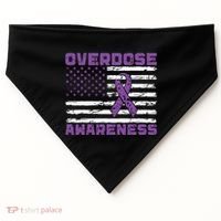 Overdose Awareness Purple Ribbon Drug Addiction USA-Made Doggie Bandana thumb 0