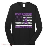Overdose Awareness Purple Ribbon Drug Addiction Long Sleeve Shirt thumb 0