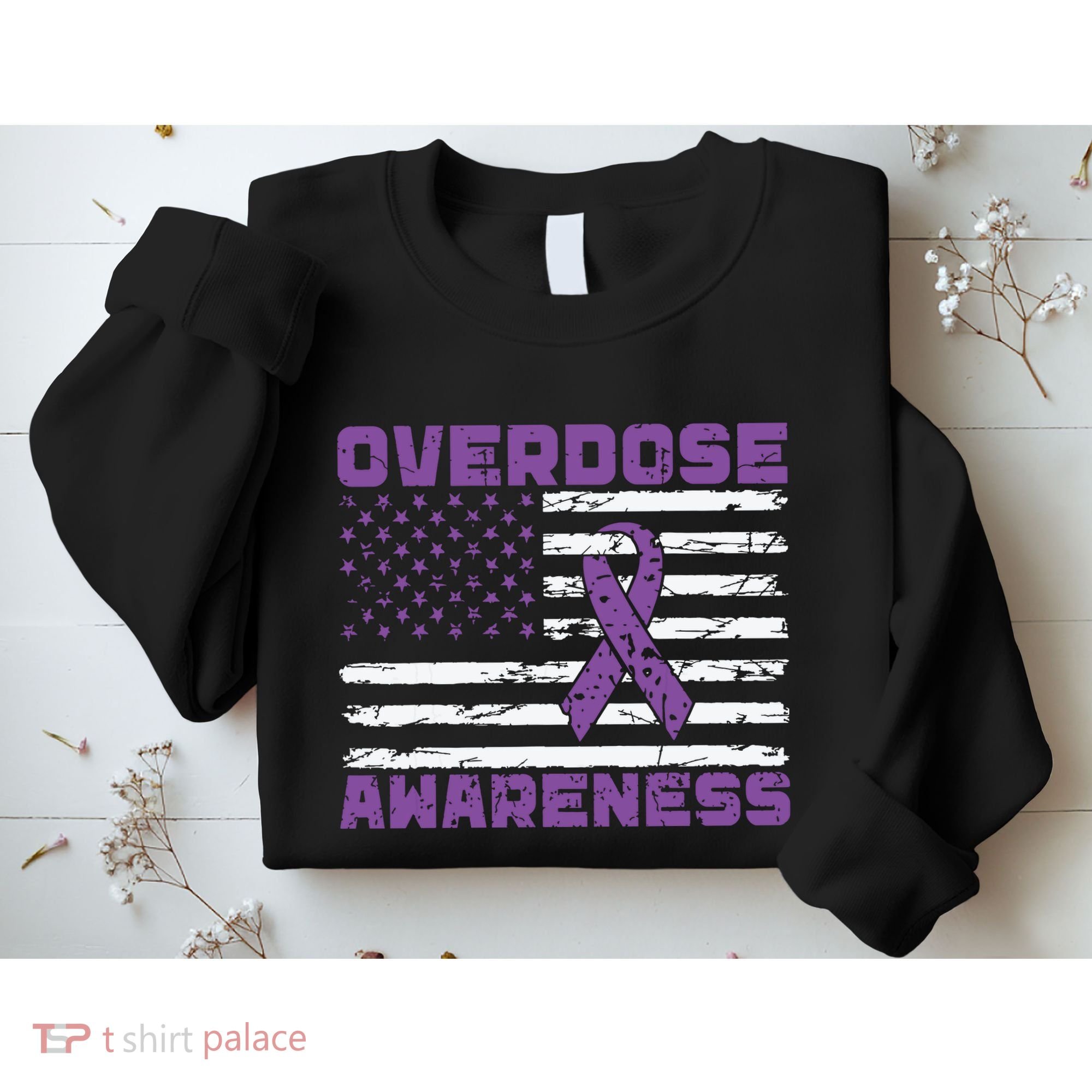 Overdose Awareness Purple Ribbon Drug Addiction Sweatshirt