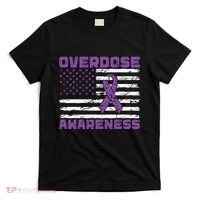 Overdose Awareness Purple Ribbon Drug Addiction T-Shirt thumb 0