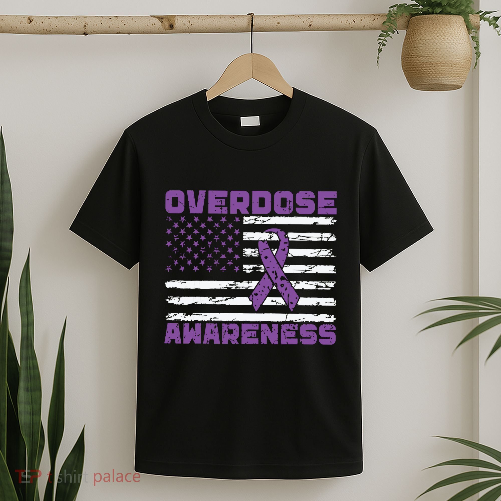 Overdose Awareness Purple Ribbon Drug Addiction T-Shirt