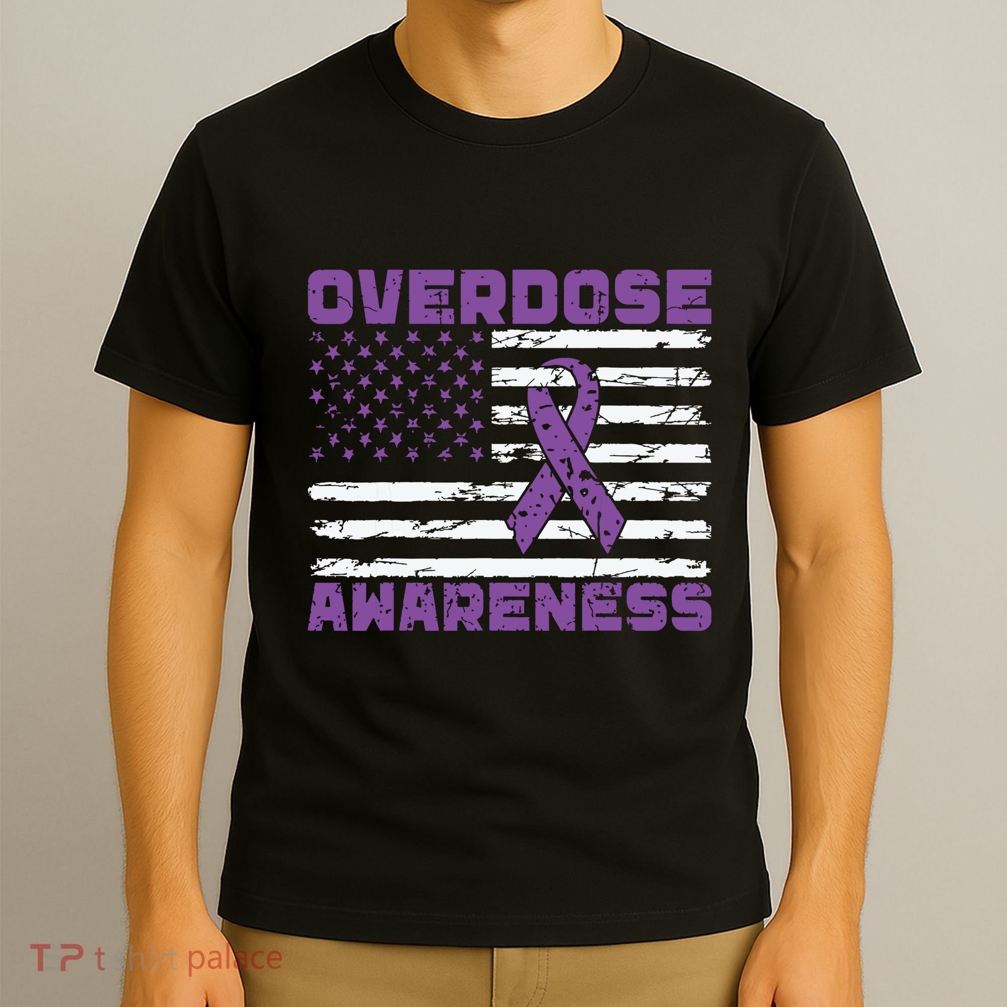 Overdose Awareness Purple Ribbon Drug Addiction T-Shirt