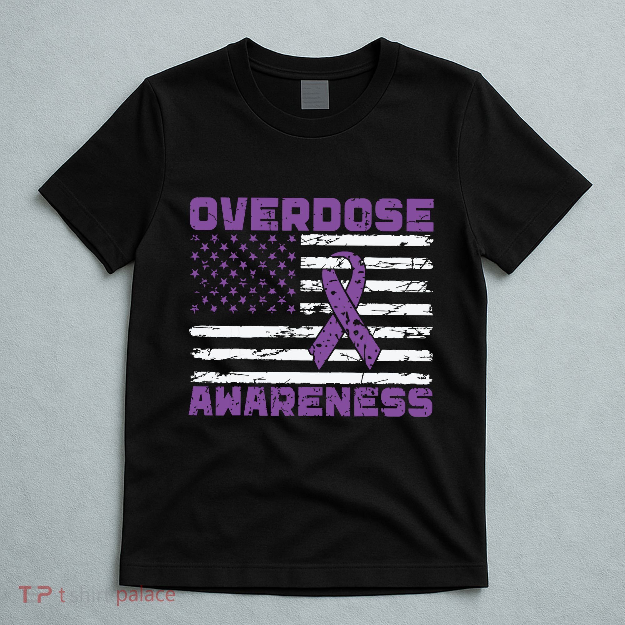 Overdose Awareness Purple Ribbon Drug Addiction T-Shirt