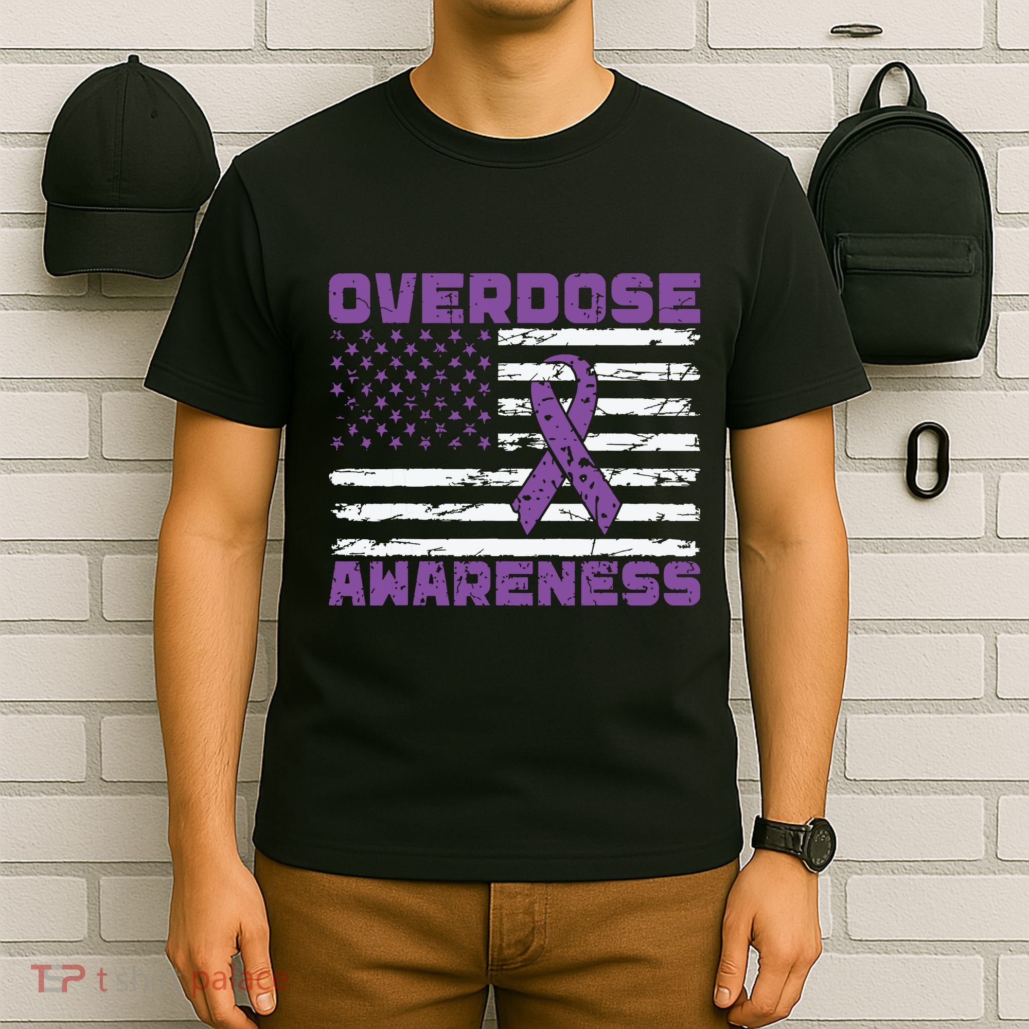 Overdose Awareness Purple Ribbon Drug Addiction T-Shirt