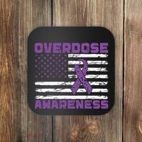 Overdose Awareness Purple Ribbon Drug Addiction Coaster thumb 0