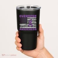 Overdose Awareness Purple Ribbon Drug Addiction Tumbler thumb 2