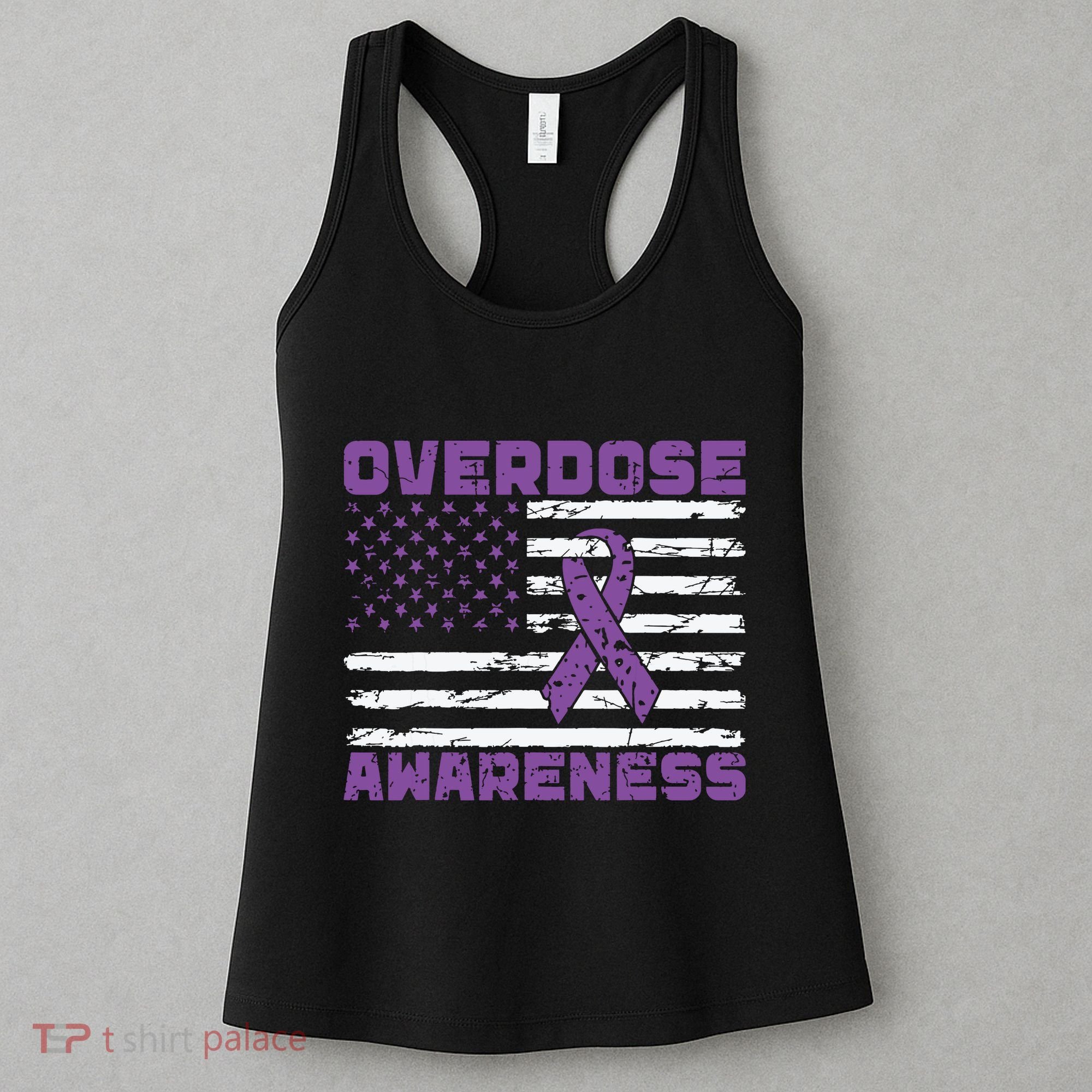 Overdose Awareness Purple Ribbon Drug Addiction Women's Tank Top