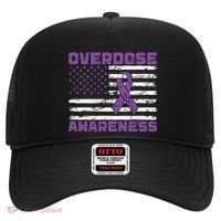 Overdose Awareness Purple Ribbon Drug Addiction Hat thumb 0