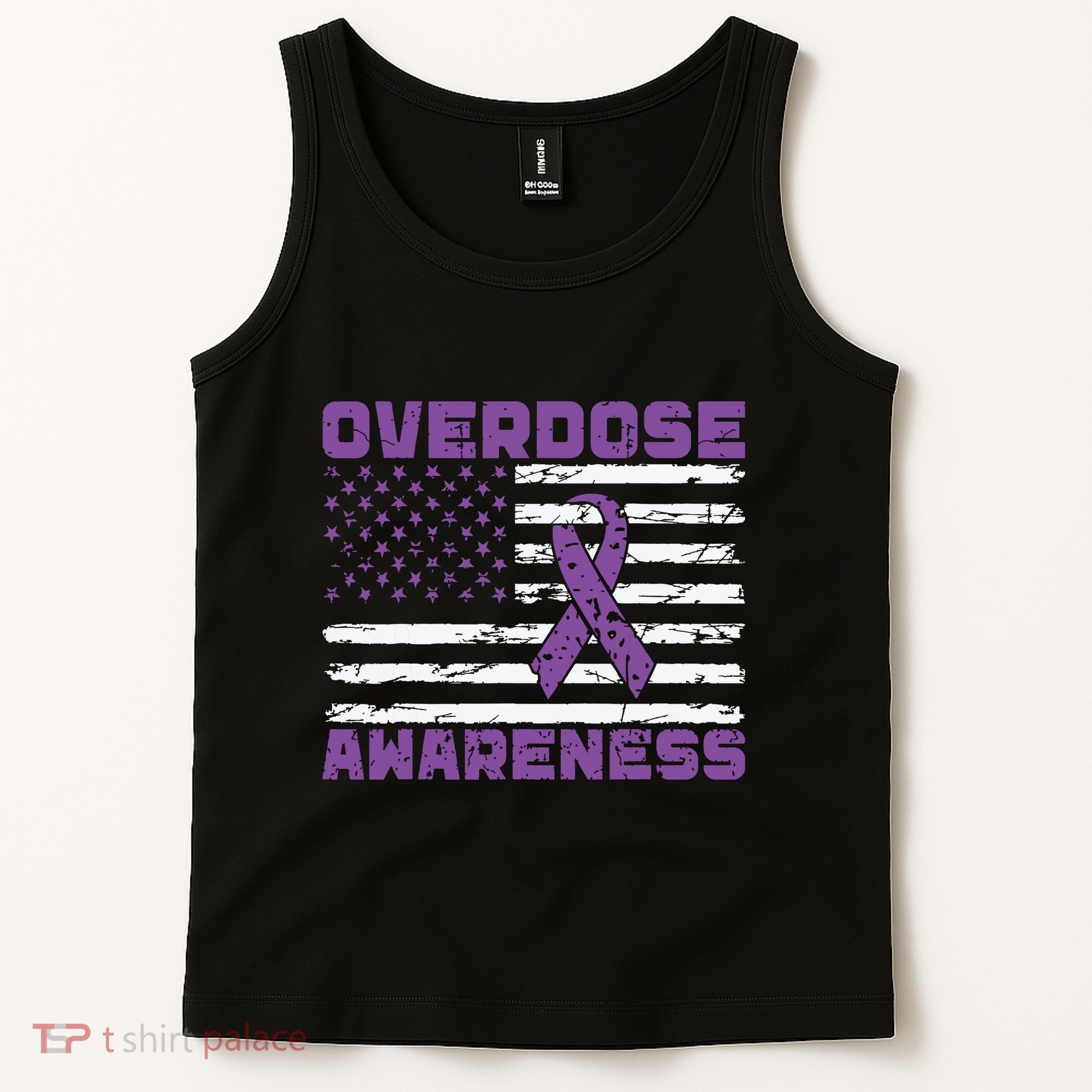 Overdose Awareness Purple Ribbon Drug Addiction Tank Top