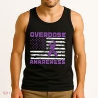 Overdose Awareness Purple Ribbon Drug Addiction Tank Top thumb 3