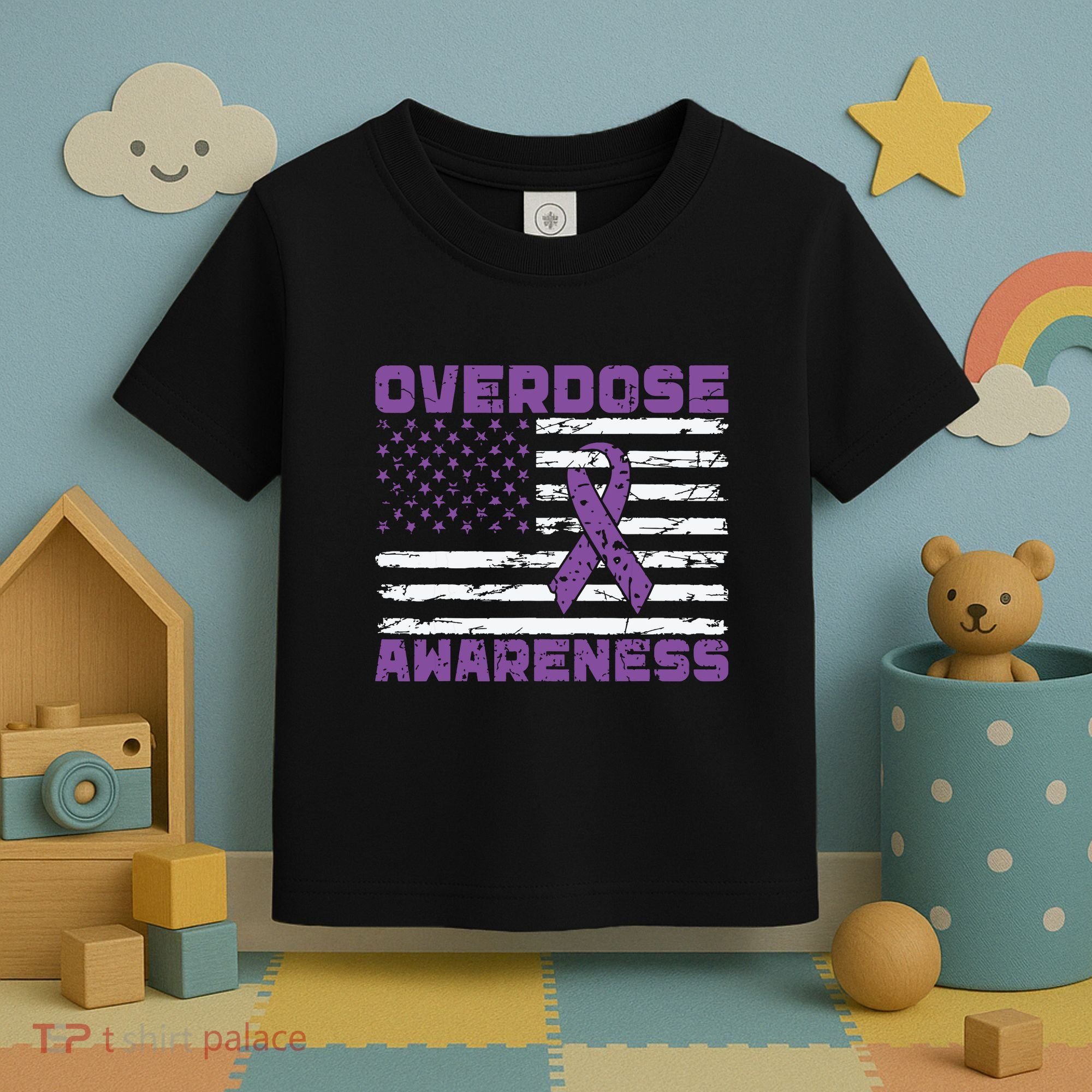 Overdose Awareness Purple Ribbon Drug Addiction Toddler T-Shirt