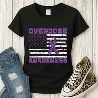 Overdose Awareness Purple Ribbon Drug Addiction Women's T-Shirt thumb 3