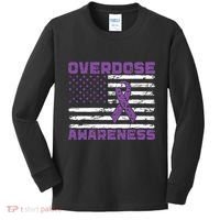 Overdose Awareness Purple Ribbon Drug Addiction Kids Long Sleeve Shirt thumb 0