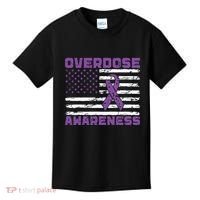 Overdose Awareness Purple Ribbon Drug Addiction Kids T-Shirt thumb 0