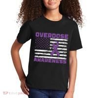Overdose Awareness Purple Ribbon Drug Addiction Kids T-Shirt thumb 2