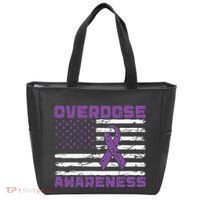 Overdose Awareness Purple Ribbon Drug Addiction Tote Bag thumb 0