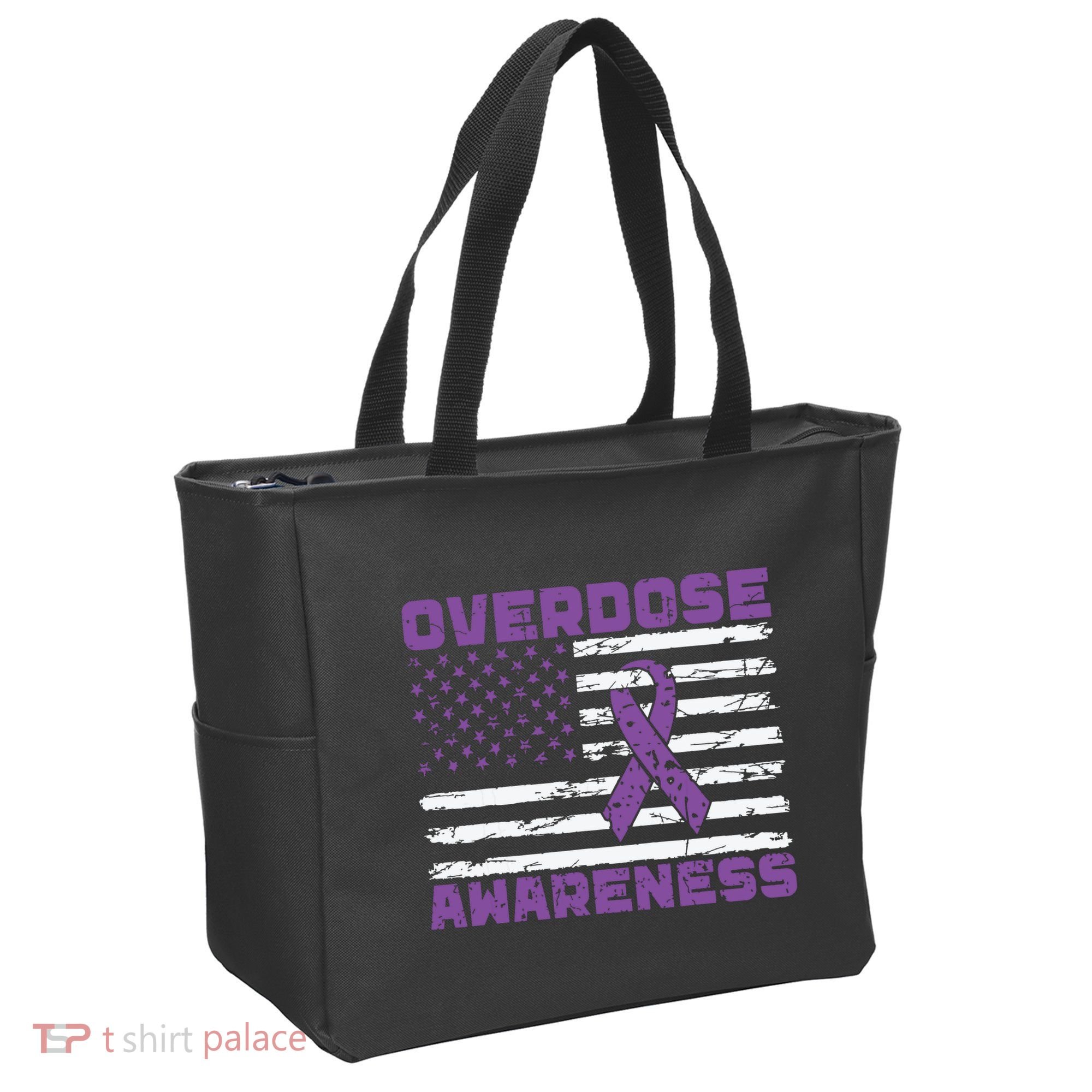 Overdose Awareness Purple Ribbon Drug Addiction Tote Bag