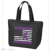 Overdose Awareness Purple Ribbon Drug Addiction Tote Bag thumb 3