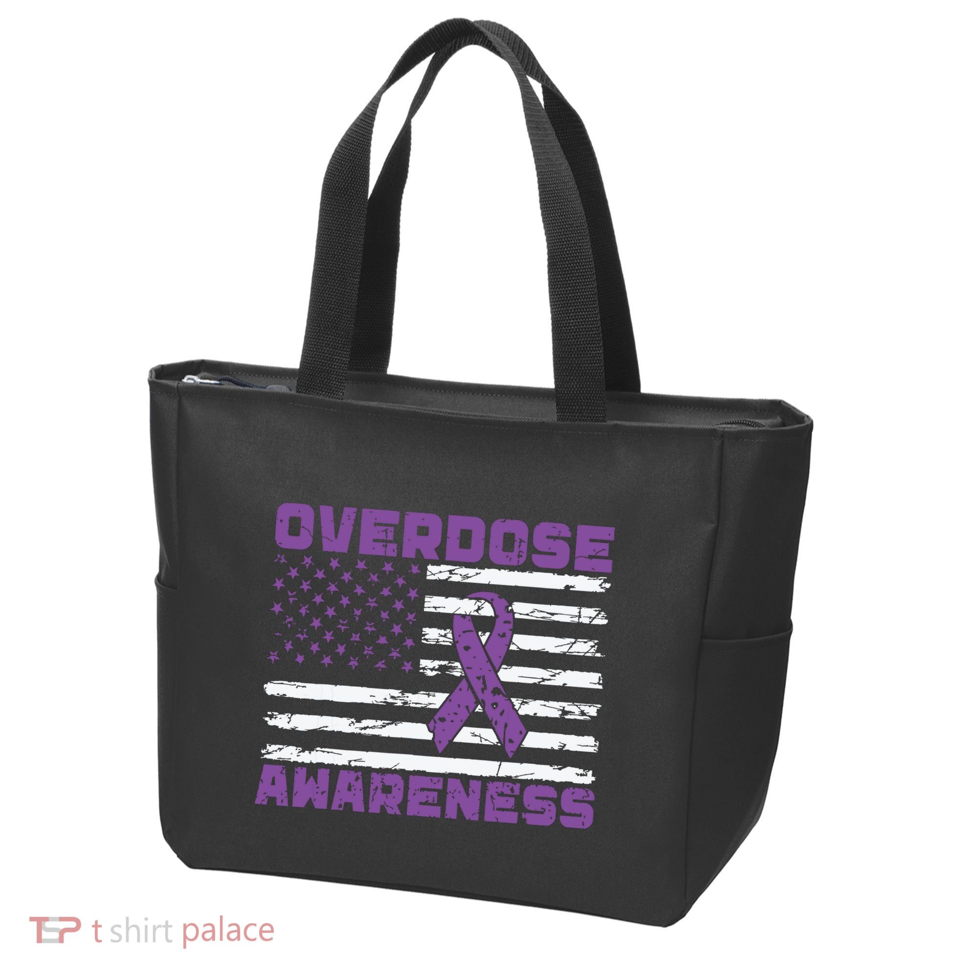Overdose Awareness Purple Ribbon Drug Addiction Tote Bag