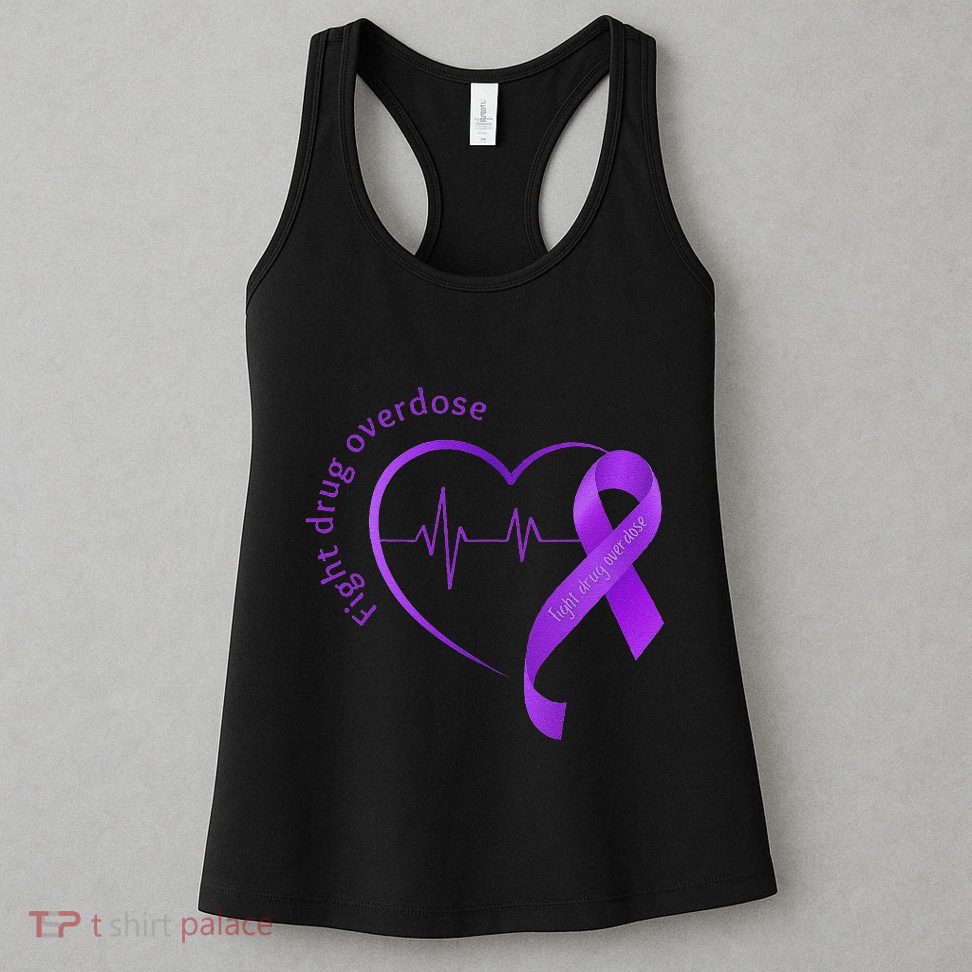 Overdose Awareness Purple Ribbon Drug Addiction Recovery Women's Tank Top