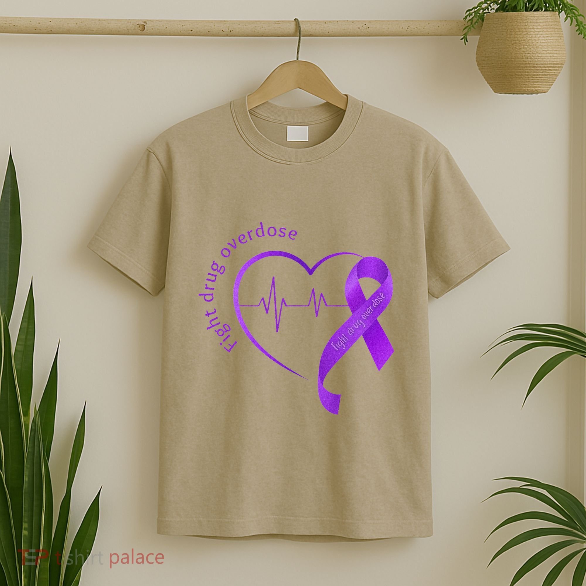 Overdose Awareness Purple Ribbon Drug Addiction Recovery T-Shirt
