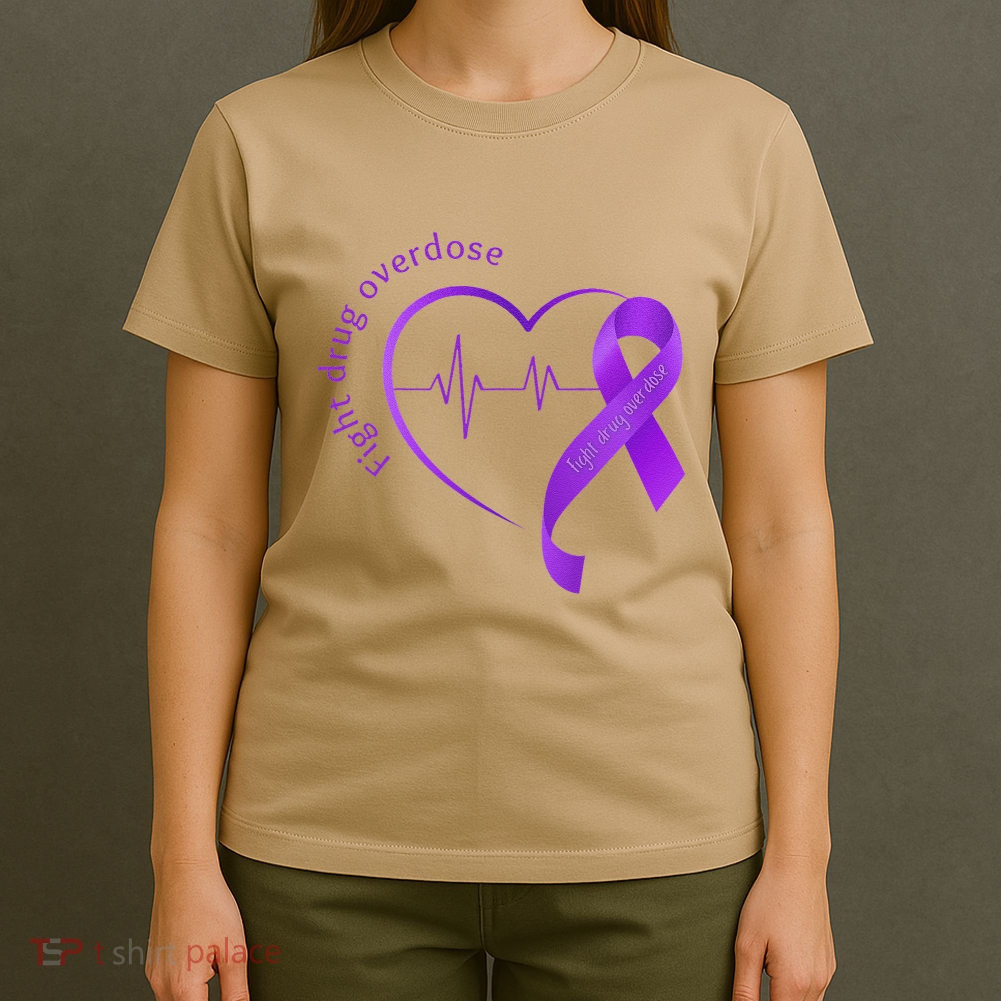 Overdose Awareness Purple Ribbon Drug Addiction Recovery T-Shirt