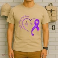 Overdose Awareness Purple Ribbon Drug Addiction Recovery T-Shirt thumb 6