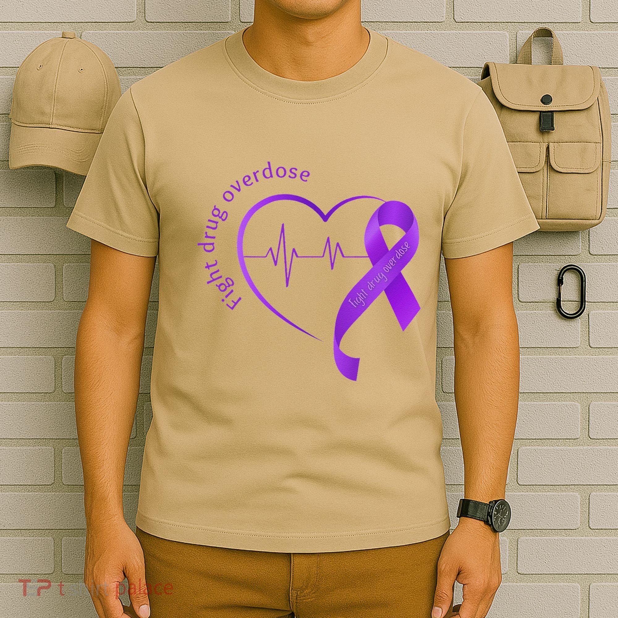 Overdose Awareness Purple Ribbon Drug Addiction Recovery T-Shirt