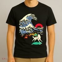 Okami Amaterasu Sun God Wolf The Great Wave Video Game T-Shirt thumb 3