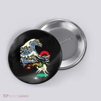 Okami Amaterasu Sun God Wolf The Great Wave Video Game Button thumb 0