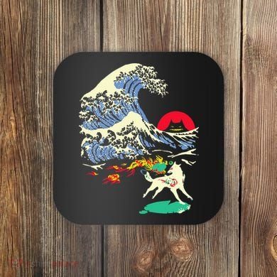 Okami Amaterasu Sun God Wolf The Great Wave Video Game Coaster