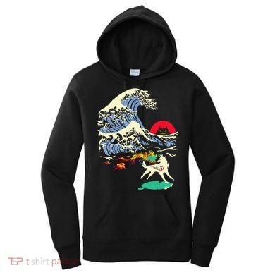 Okami Amaterasu Sun God Wolf The Great Wave Video Game Women's Hoodie