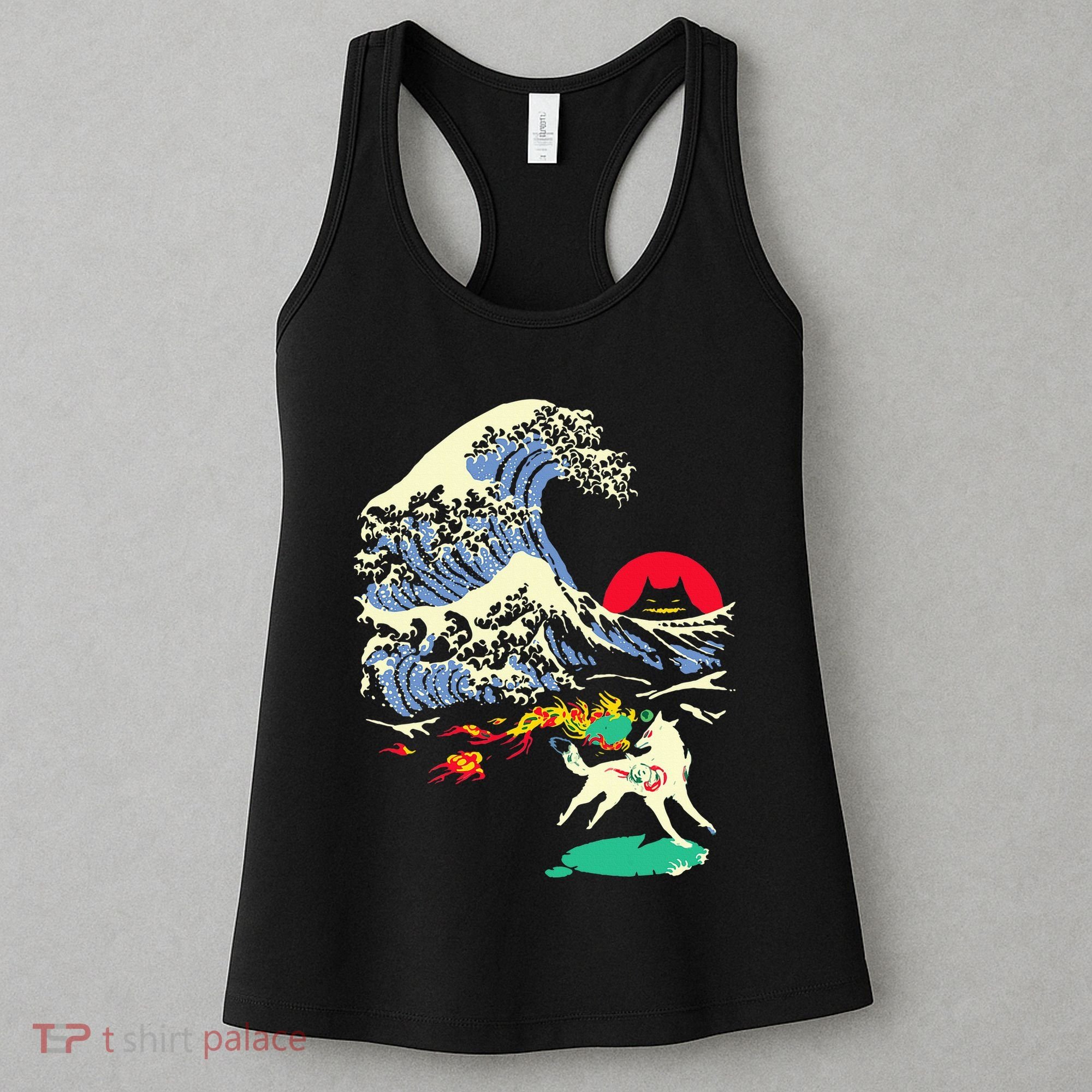 Okami Amaterasu Sun God Wolf The Great Wave Video Game Women's Tank Top
