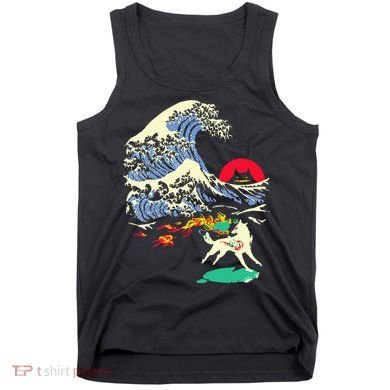 Okami Amaterasu Sun God Wolf The Great Wave Video Game Tank Top