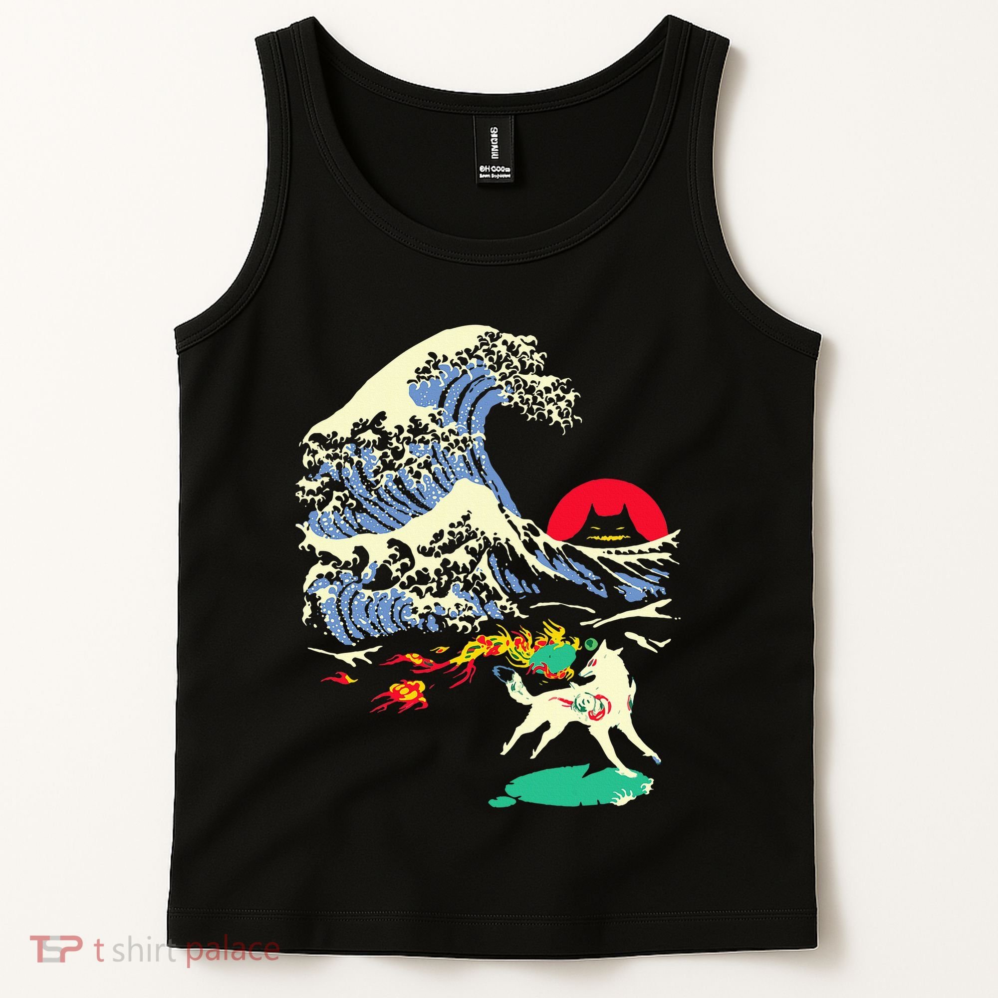 Okami Amaterasu Sun God Wolf The Great Wave Video Game Tank Top