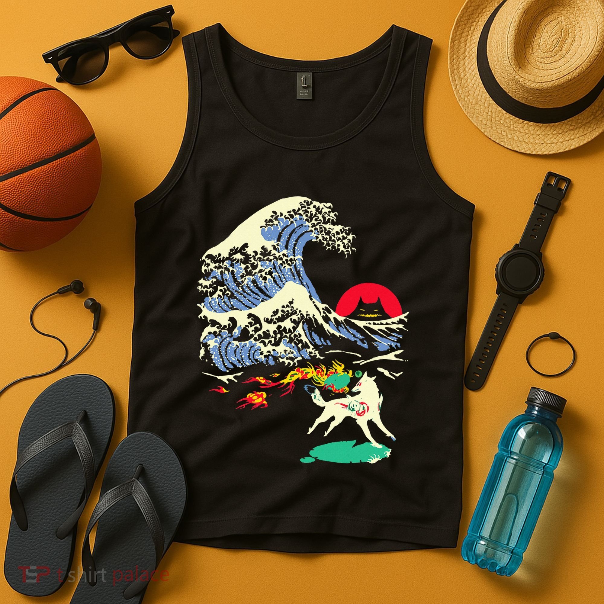 Okami Amaterasu Sun God Wolf The Great Wave Video Game Tank Top
