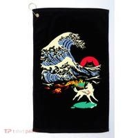 Okami Amaterasu Sun God Wolf The Great Wave Video Game Golf Towel thumb 0
