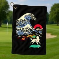 Okami Amaterasu Sun God Wolf The Great Wave Video Game Golf Towel thumb 1