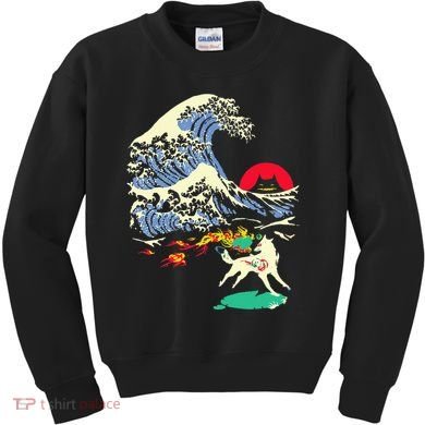 Okami Amaterasu Sun God Wolf The Great Wave Video Game Kids Sweatshirt