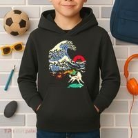 Okami Amaterasu Sun God Wolf The Great Wave Video Game Kids Hoodie thumb 2