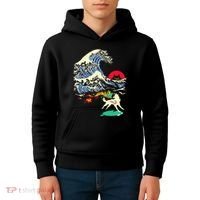 Okami Amaterasu Sun God Wolf The Great Wave Video Game Kids Hoodie thumb 4