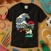 Okami Amaterasu Sun God Wolf The Great Wave Video Game Kids T-Shirt thumb 3