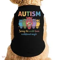 Owl Autism Seeing World Different Angle Awareness  Mom Doggie Tank thumb 0