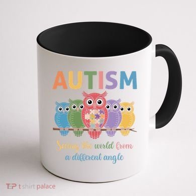Owl Autism Seeing World Different Angle Awareness  Mom Coffee Mug back