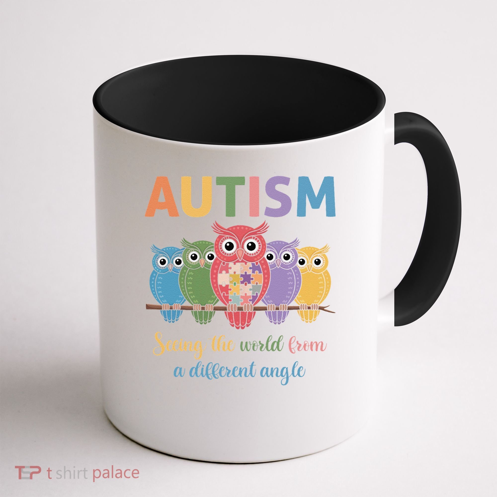 Owl Autism Seeing World Different Angle Awareness  Mom Coffee Mug
