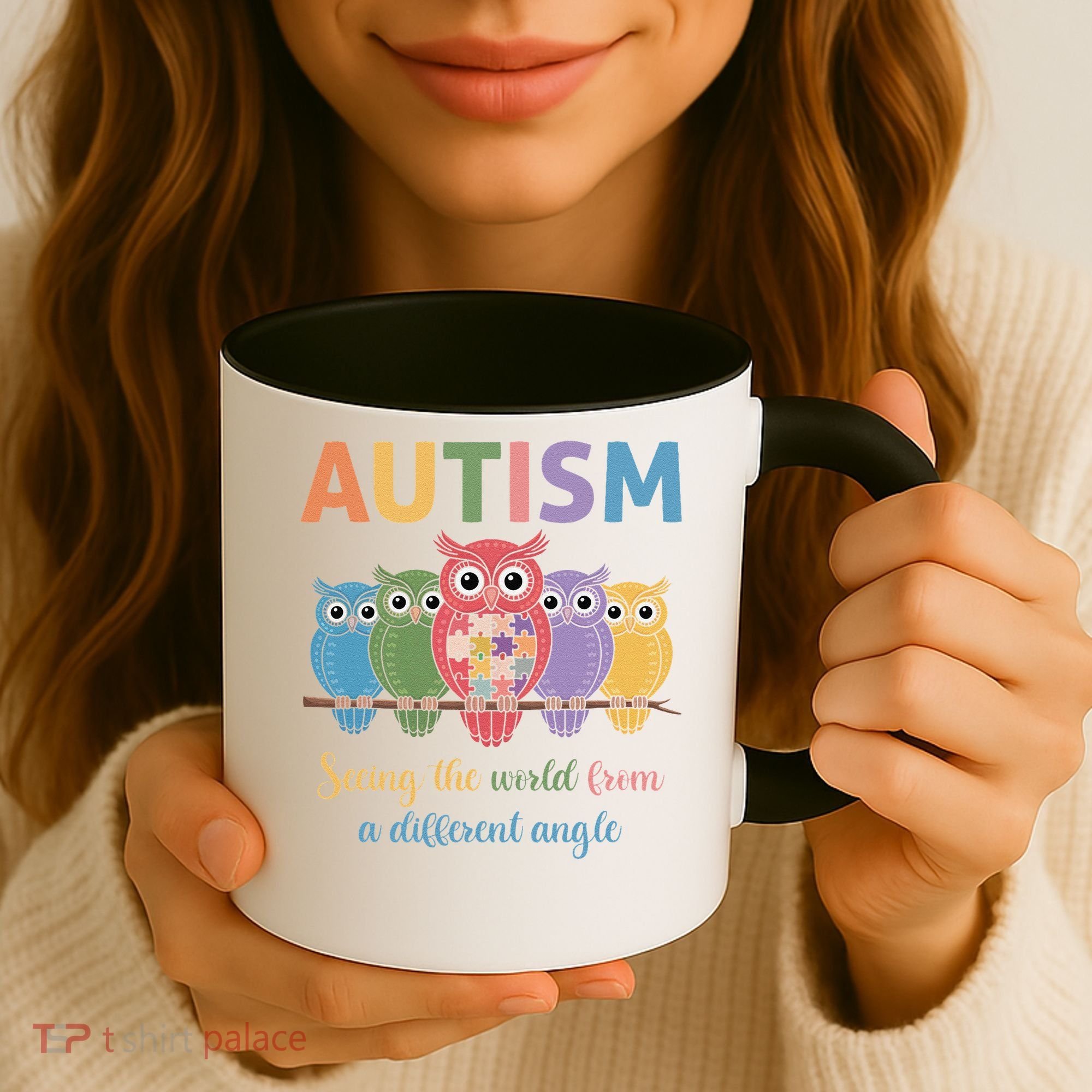 Owl Autism Seeing World Different Angle Awareness  Mom Coffee Mug