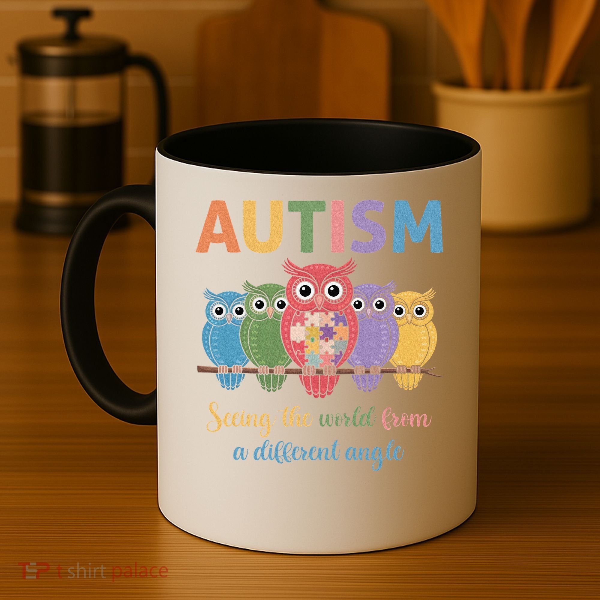 Owl Autism Seeing World Different Angle Awareness  Mom Coffee Mug