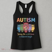 Owl Autism Seeing World Different Angle Awareness  Mom Women's Tank Top thumb 3