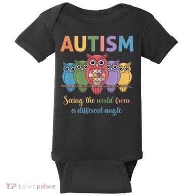 Owl Autism Seeing World Different Angle Awareness  Mom Baby Bodysuit