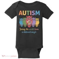 Owl Autism Seeing World Different Angle Awareness  Mom Baby Bodysuit thumb 0